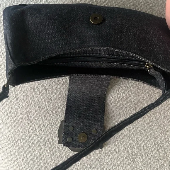 Vintage Y2K GUESS Dark Denim Shoulder Bag  With Rhinestones - Picture 4 of 5
